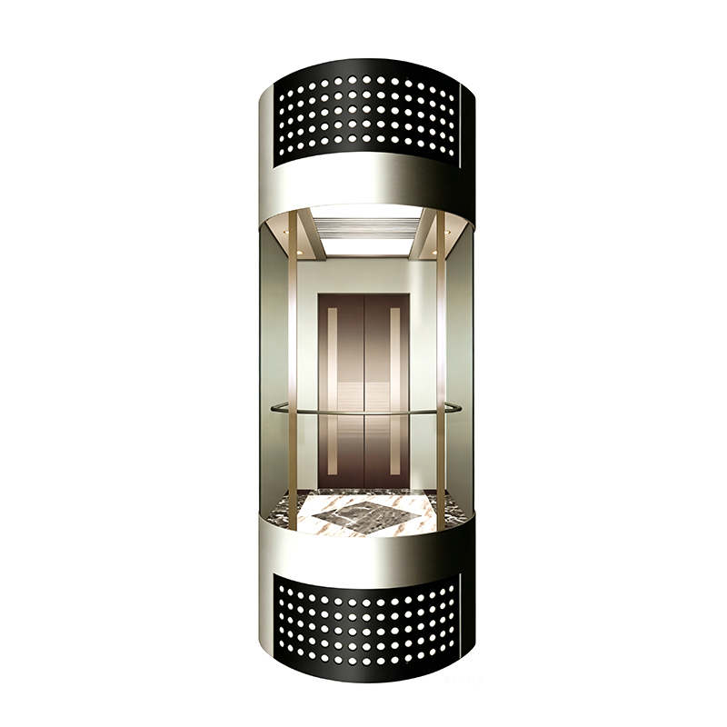 Lift decorativ din oțel inoxidabil gravat pentru vizitarea obiectivelor turistice cu iluminare LED integrată pentru acoperiș