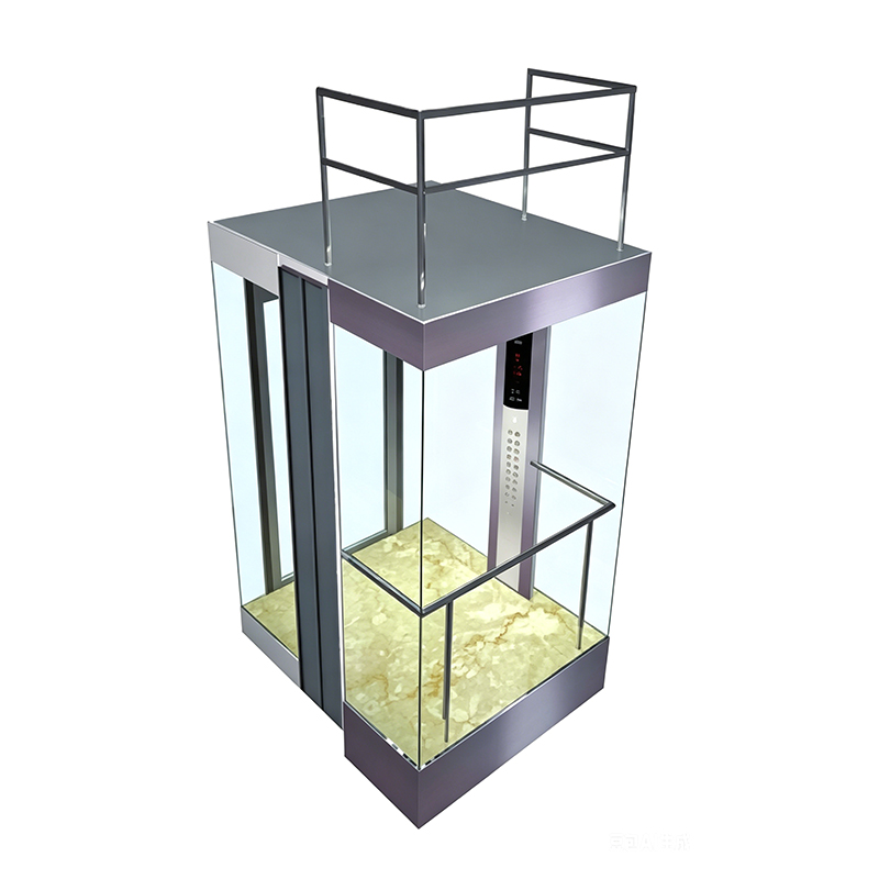 Lift pentru pasageri cu capsule rotunde cu sticlă securizată laminată și iluminare cu LED