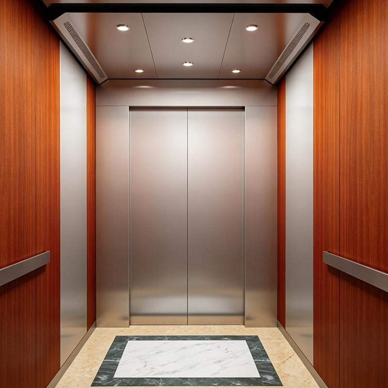 Lift pentru pasageri cu plafon din oțel vopsit cu podea din PVC