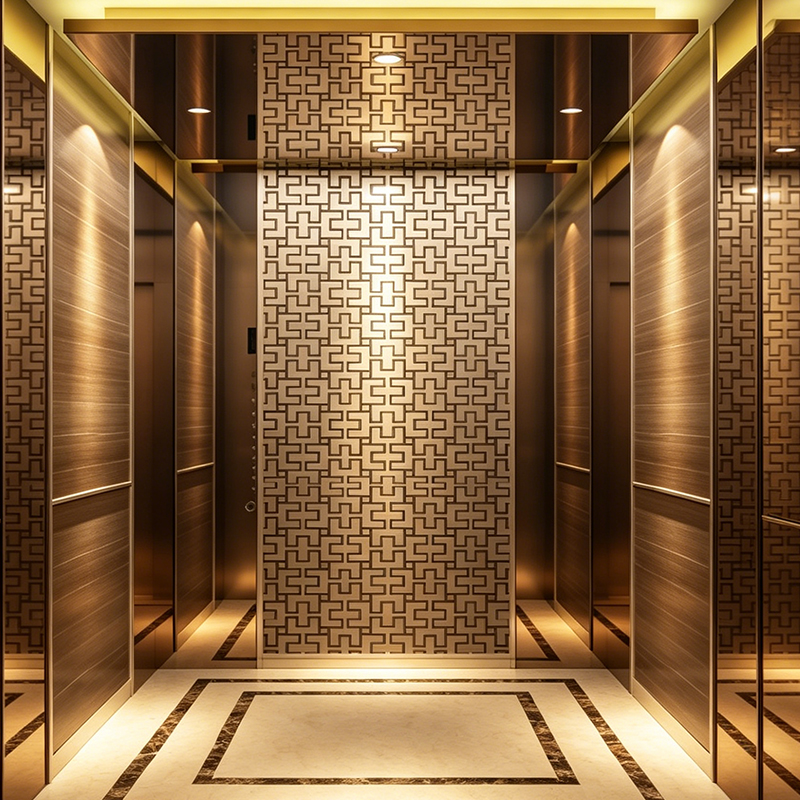 Lift comercial pentru pasageri cu podea artistică din marmură