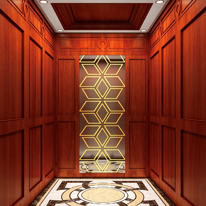 Furnir din lemn de trandafir Lift rezidențial cu oglindă gravată cu titan